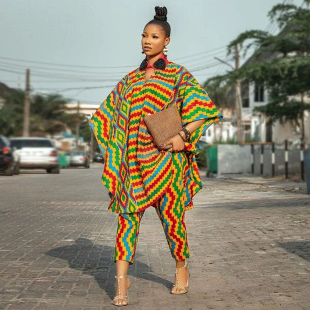 ZARA Fall Loose Digital Print African Black Women Two Piece Set